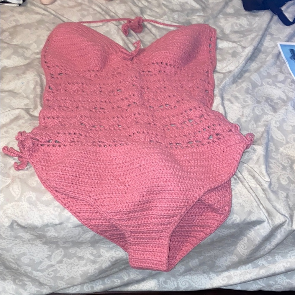 Pink Crochet One Piece ( monokini)